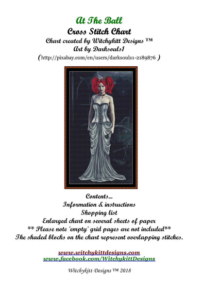 At The Ball cross stitch pattern is a gothic lady design and is expertly created from art by Enrique Meseguer (Darksouls1) under Public Domain CC0 license