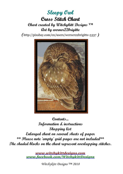 Sleepy Owl patterns created from a photo by Brigitte Werner (ArtTower) under CC0 license