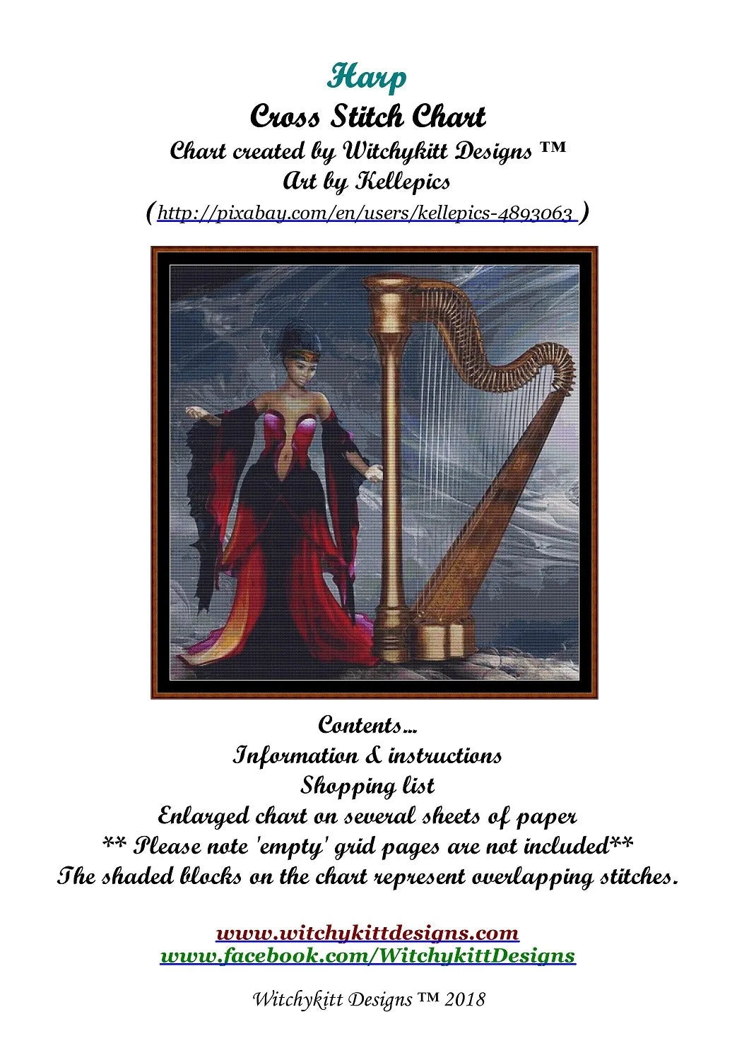 Harp fantasy music patterns created from art by Stefan Keller (kellepics) under CC0 license