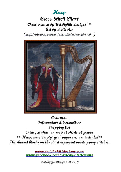 Harp fantasy music patterns created from art by Stefan Keller (kellepics) under CC0 license
