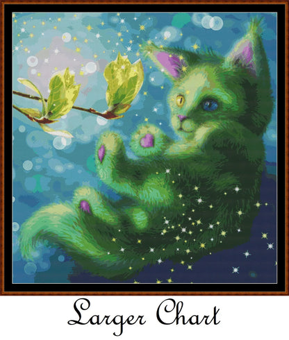 Green cat patterns are expertly created from art by Irina Pirogova under Public Domain CC0 license