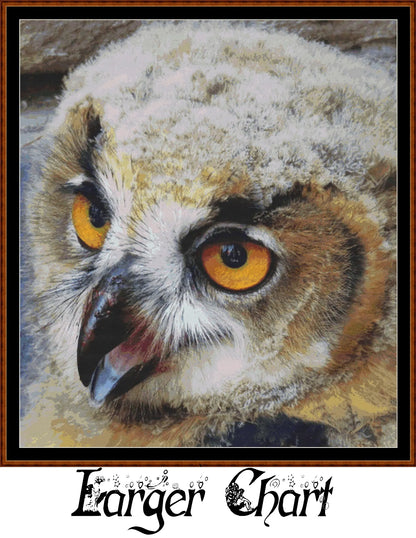Eagle Owl Baby cross stitch patterns are expertly created from art by Sabine Löwer (papaya45) under CC0 license
