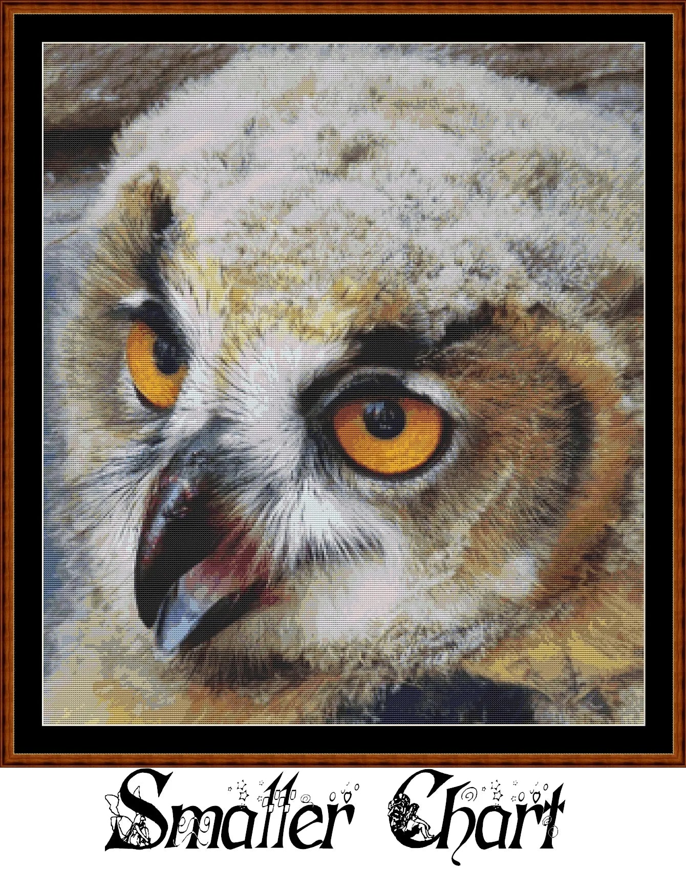 Eagle Owl Baby cross stitch patterns are expertly created from art by Sabine Löwer (papaya45) under CC0 license