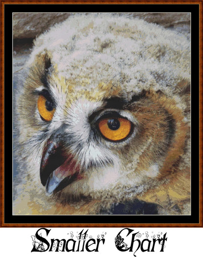 Eagle Owl Baby cross stitch patterns are expertly created from art by Sabine Löwer (papaya45) under CC0 license