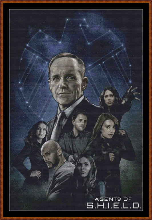 Expertly created patterns by Sam. - Agents Of SHIELD cross stitch patterns Agents Of SHIELD is a superhero Marvel pattern that comes as a full coverage pattern with no back-stitching. Additionally, Agents Of SHIELD is available in 2 different design sizes - cross stitch small & regular Each sale includes the B&W chart