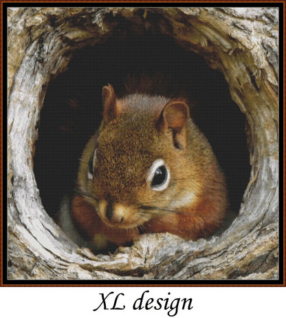 In A Hole chipmunk cross stitch patterns are expertly created from art by Jack Bulmer under CC0 license