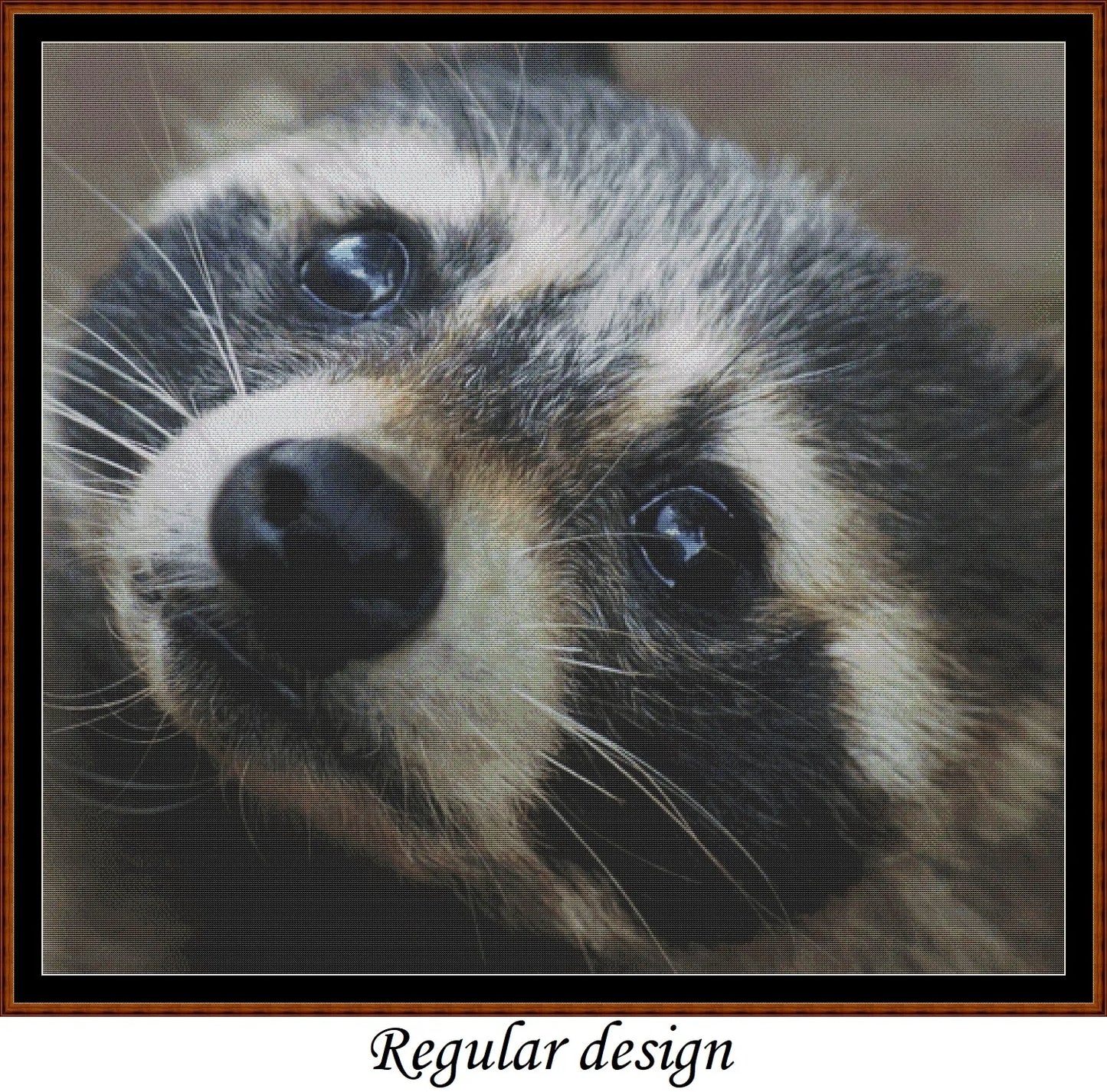 Raccoon cross stitch patterns are expertly created from art by Markus Wagner (Africaandasia) under CC0 license