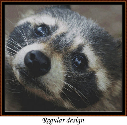 Raccoon cross stitch patterns are expertly created from art by Markus Wagner (Africaandasia) under CC0 license