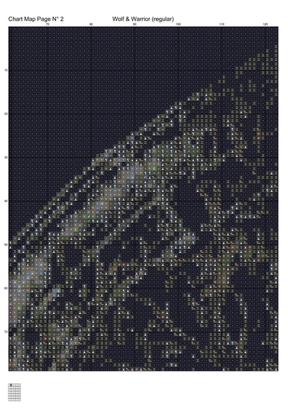 Wolf & Warrior cross stitch patterns are a fantasy design expertly created from art by Jim Cooper under Public Domain CC0 license