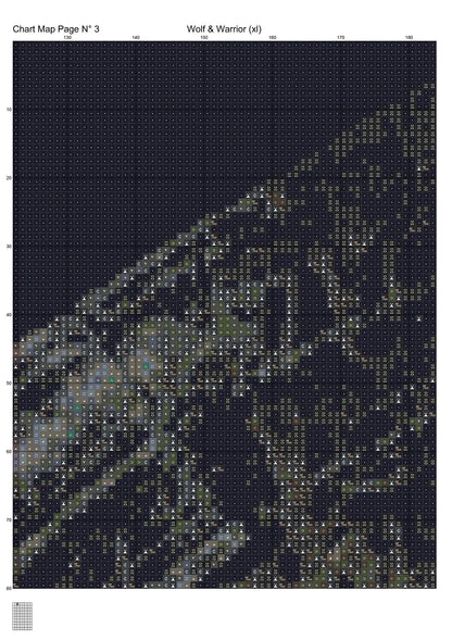 Wolf & Warrior cross stitch patterns are a fantasy design expertly created from art by Jim Cooper under Public Domain CC0 license