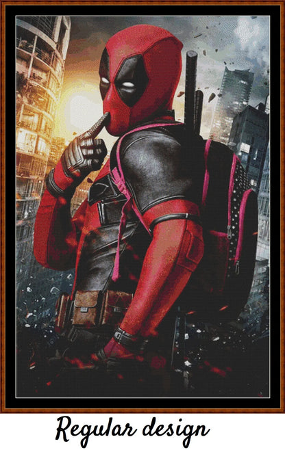 Deadpool cross stitch patterns expertly created by Sam Deadpool is a superhero pattern that comes as a full coverage pattern with no back-stitching. Additionally, Deadpool is available in 3 different design variations - cross stitch regular, regular extra colours & XL And each sale includes both B&W and colour charts
