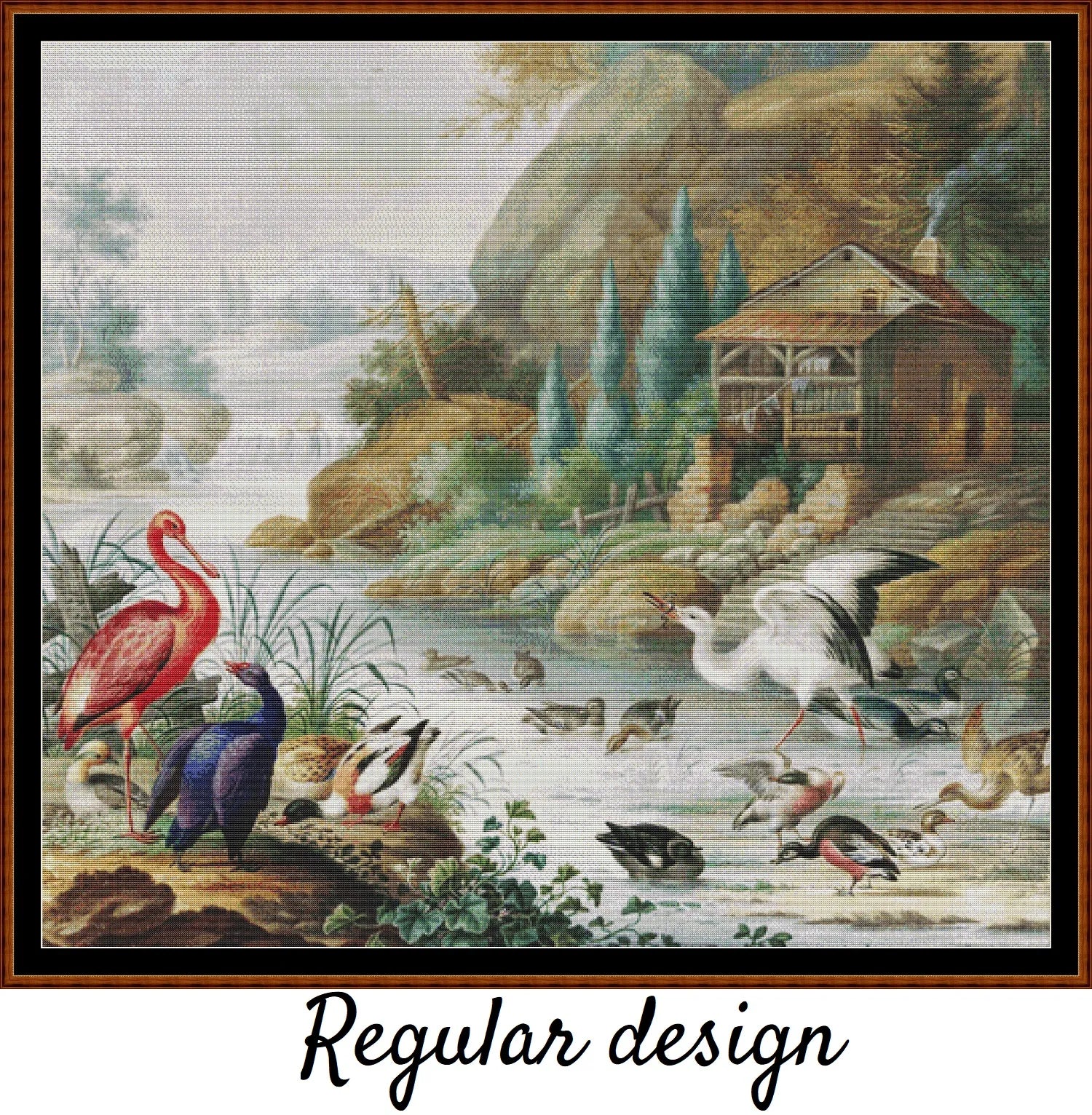 Birds Near A Mountain Stream 