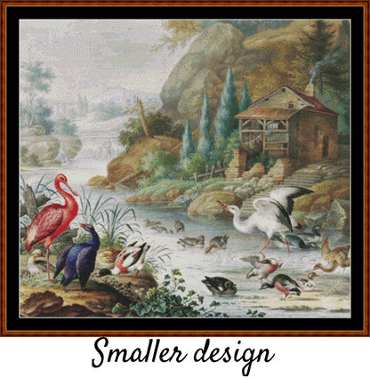 Birds Near A Mountain Stream 