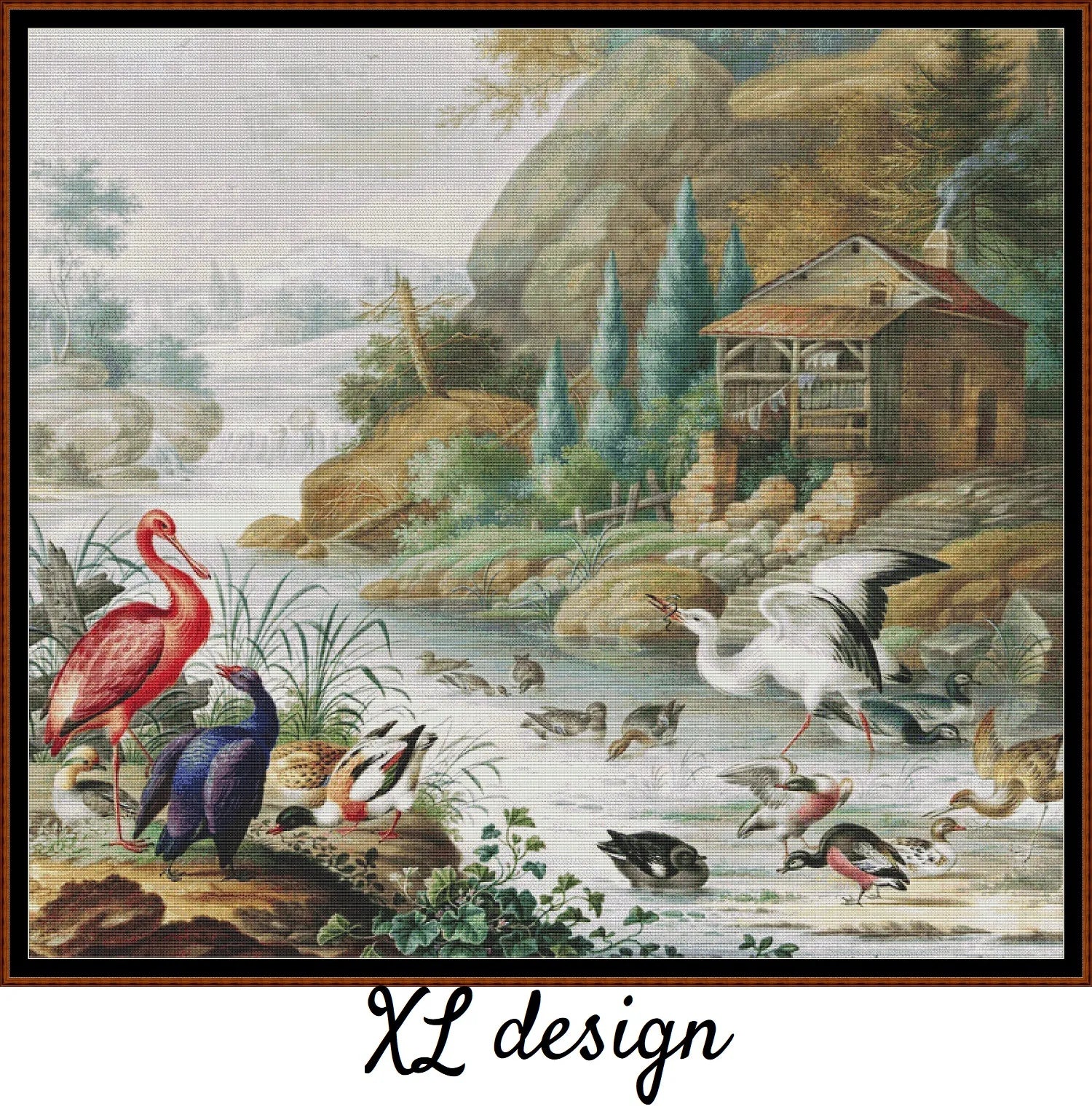 Birds Near A Mountain Stream 