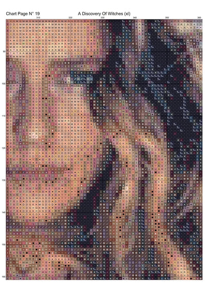 Expertly created patterns by Sam. - A Discovery Of Witches  cross stitch patterns A Discovery Of Witches is a magical pattern that comes as a full coverage pattern with no back-stitching. Additionally, A Discovery Of Witches is available in 2 different design sizes - cross stitch XL & jumbo And each sale includes both B&W and colour charts