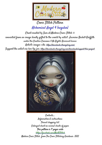 Alchemical Angel 4 patterns are a Stranglins World fantasy witch design expertly created from art by Jasmine Becket-Griffith under Public Domain CC0 license