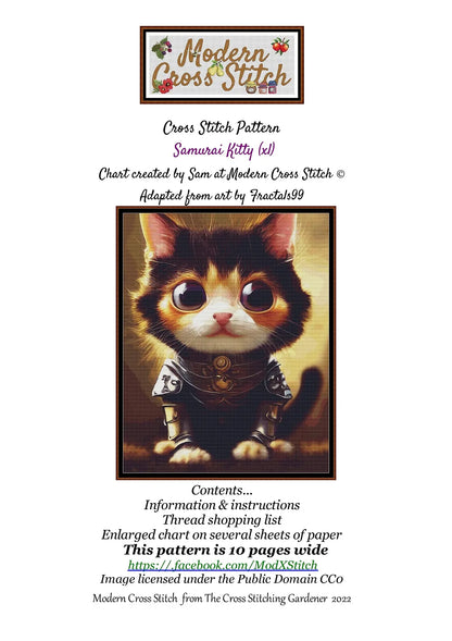 Samurai Kitty patterns are expertly created from art by Fractals99 under Public Domain CC0 license