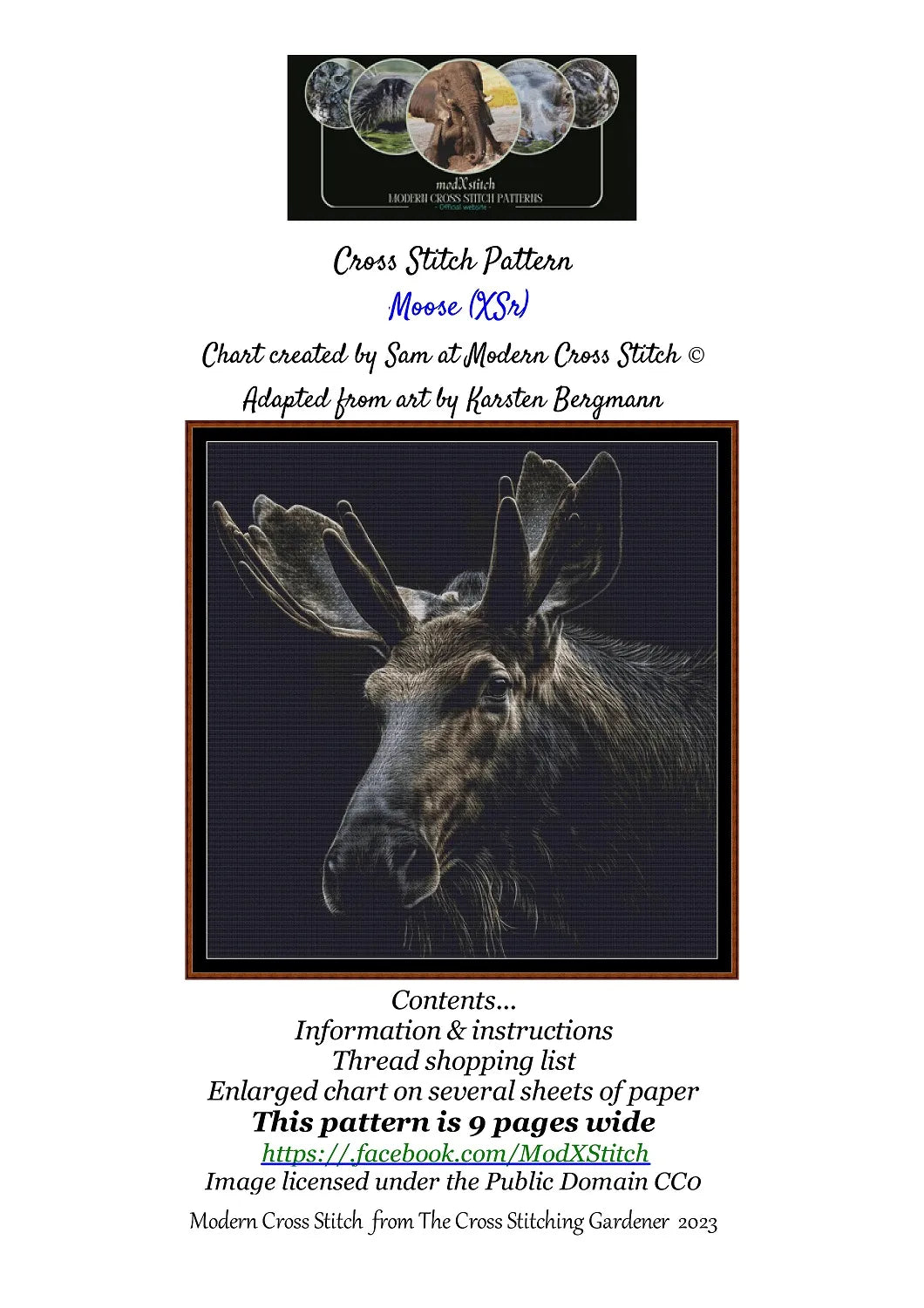Moose patterns are expertly created from art by Karsten Bergmann under Public Domain CC0 license