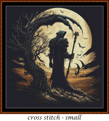 Watching The Full MoonGrim Reaper Death patterns are expertly created from art by Gismi under Public Domain CC0 license
