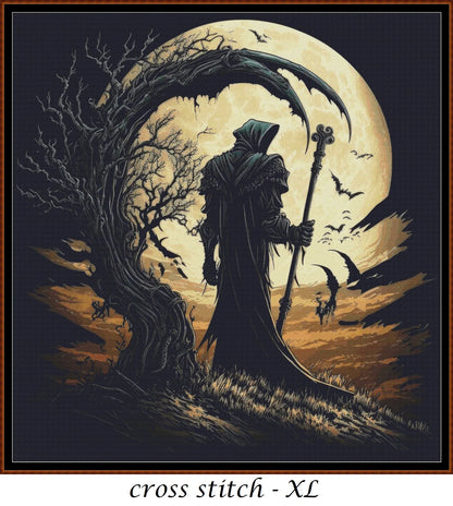 Watching The Full MoonGrim Reaper Death patterns are expertly created from art by Gismi under Public Domain CC0 license