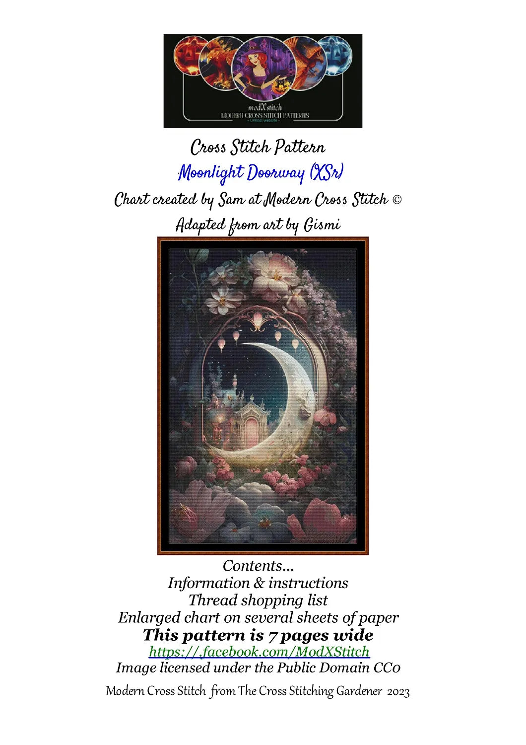 Moonlight Doorway patterns are expertly created from art by Gismi under Public Domain CC0 license