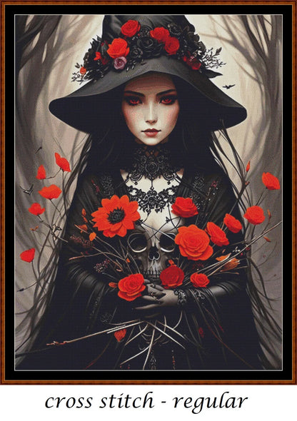 Witch Girl - Funeral patterns are expertly created from art by Thanh Nguyen under Public Domain CC0 license