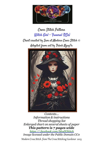 Witch Girl - Funeral patterns are expertly created from art by Thanh Nguyen under Public Domain CC0 license