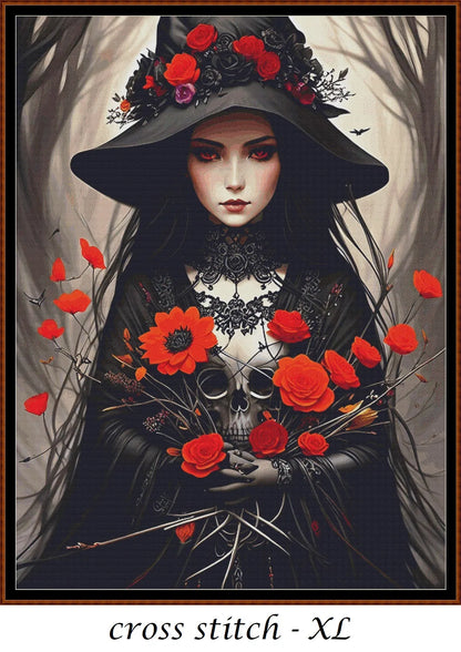 Witch Girl - Funeral patterns are expertly created from art by Thanh Nguyen under Public Domain CC0 license