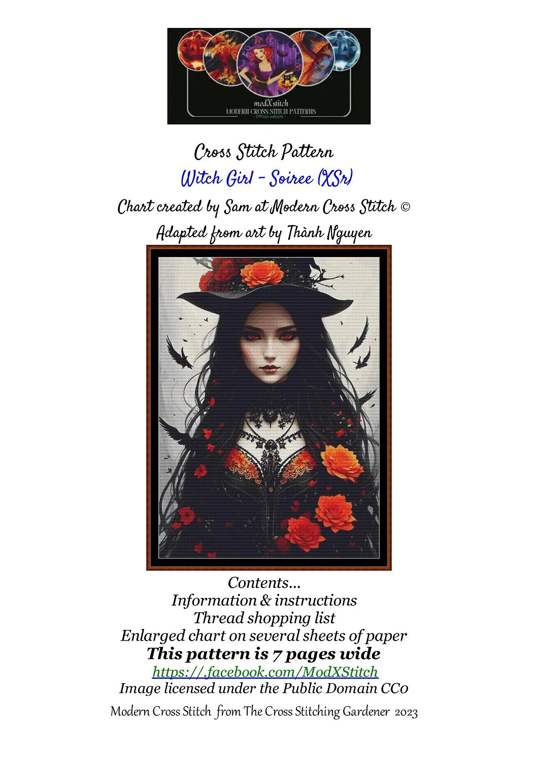 Witch Girl - Soirée  patterns are expertly created from art by Thanh Nguyen under Public Domain CC0 license