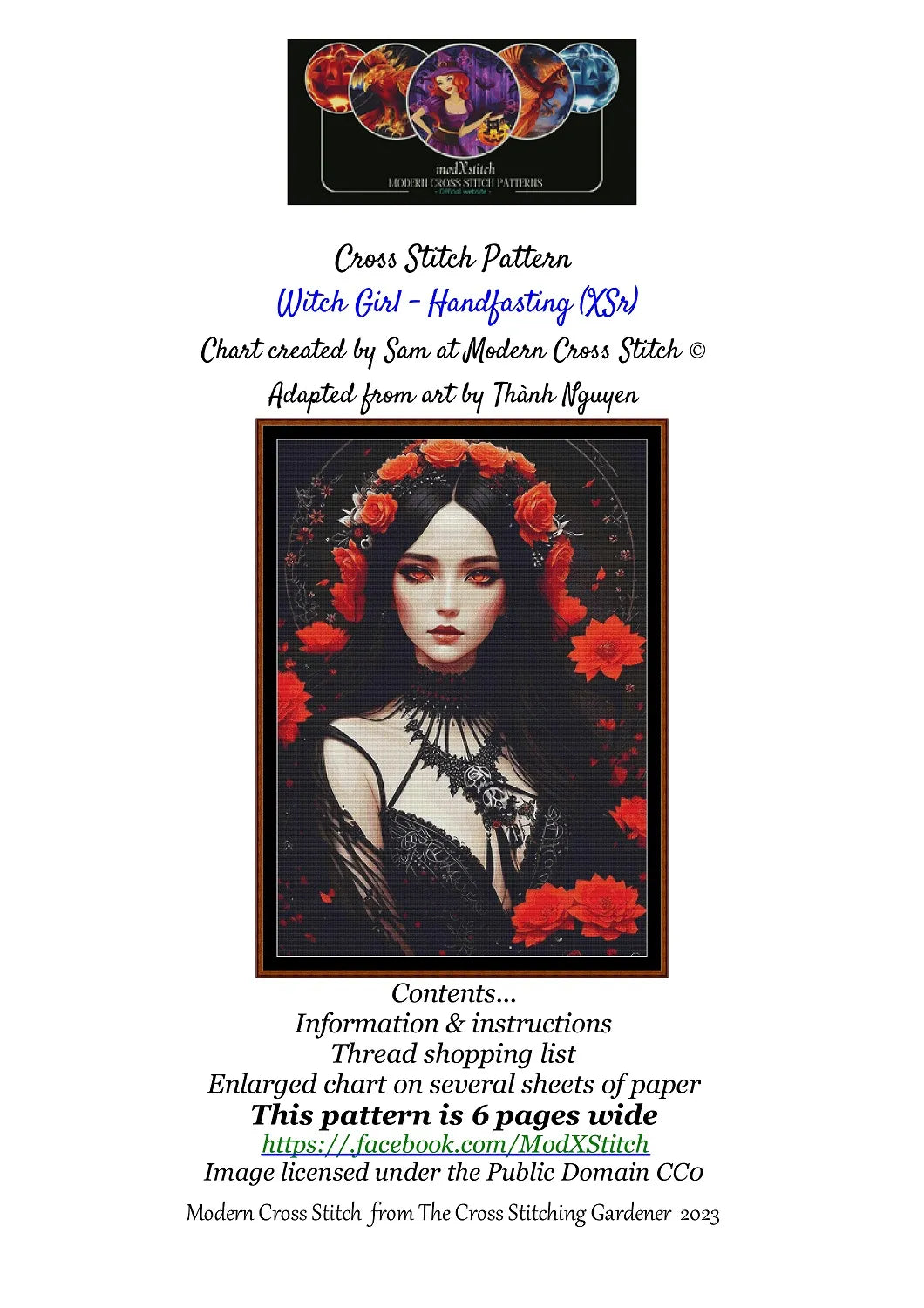 Witch Girl - Handfasting patterns are expertly created from art by Thanh Nguyen under Public Domain CC0 license