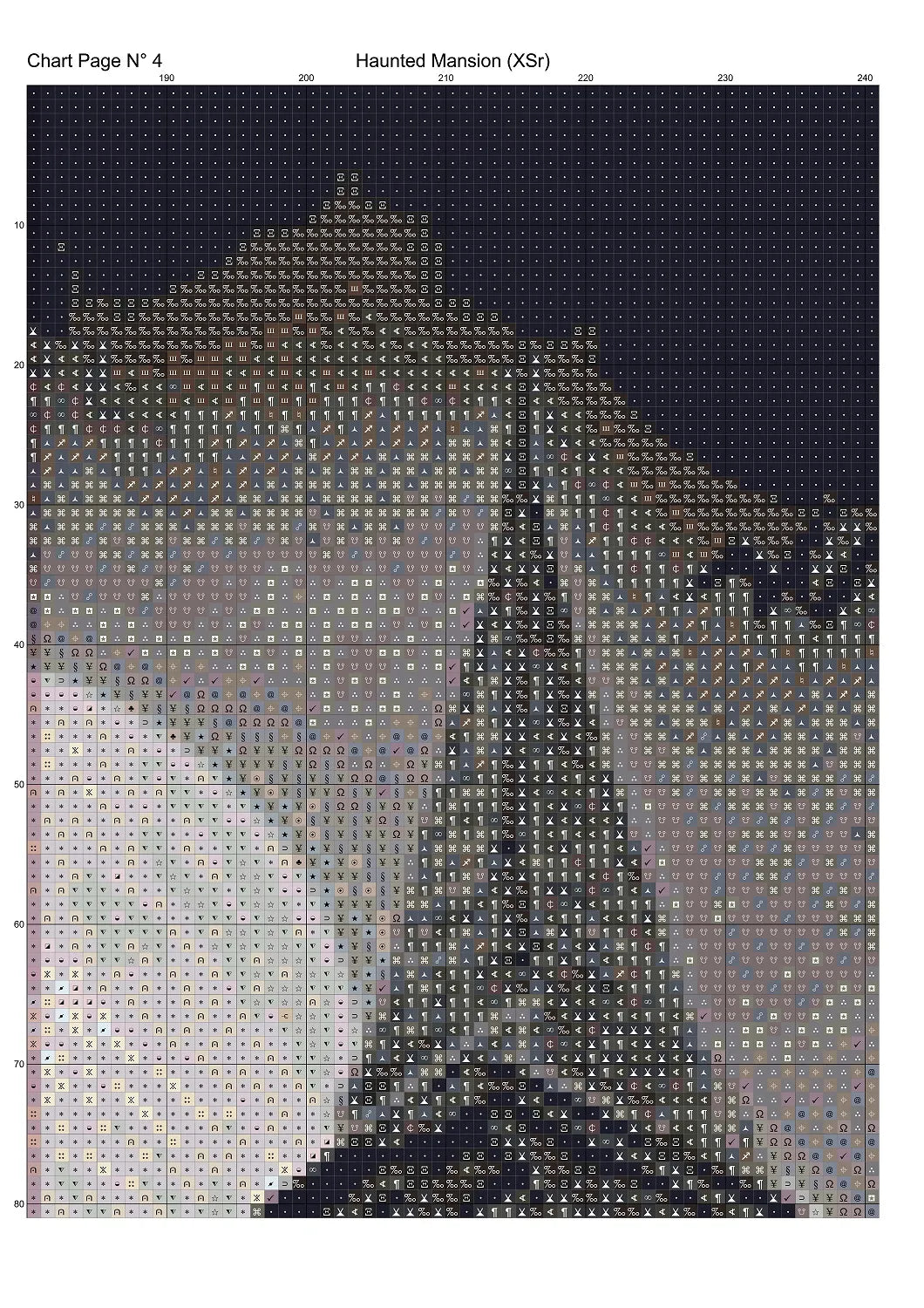 Haunted Mansion cross stitch pattern is a spooky design and is expertly created from art by Hansuan Fabregas under Public Domain CC0 license