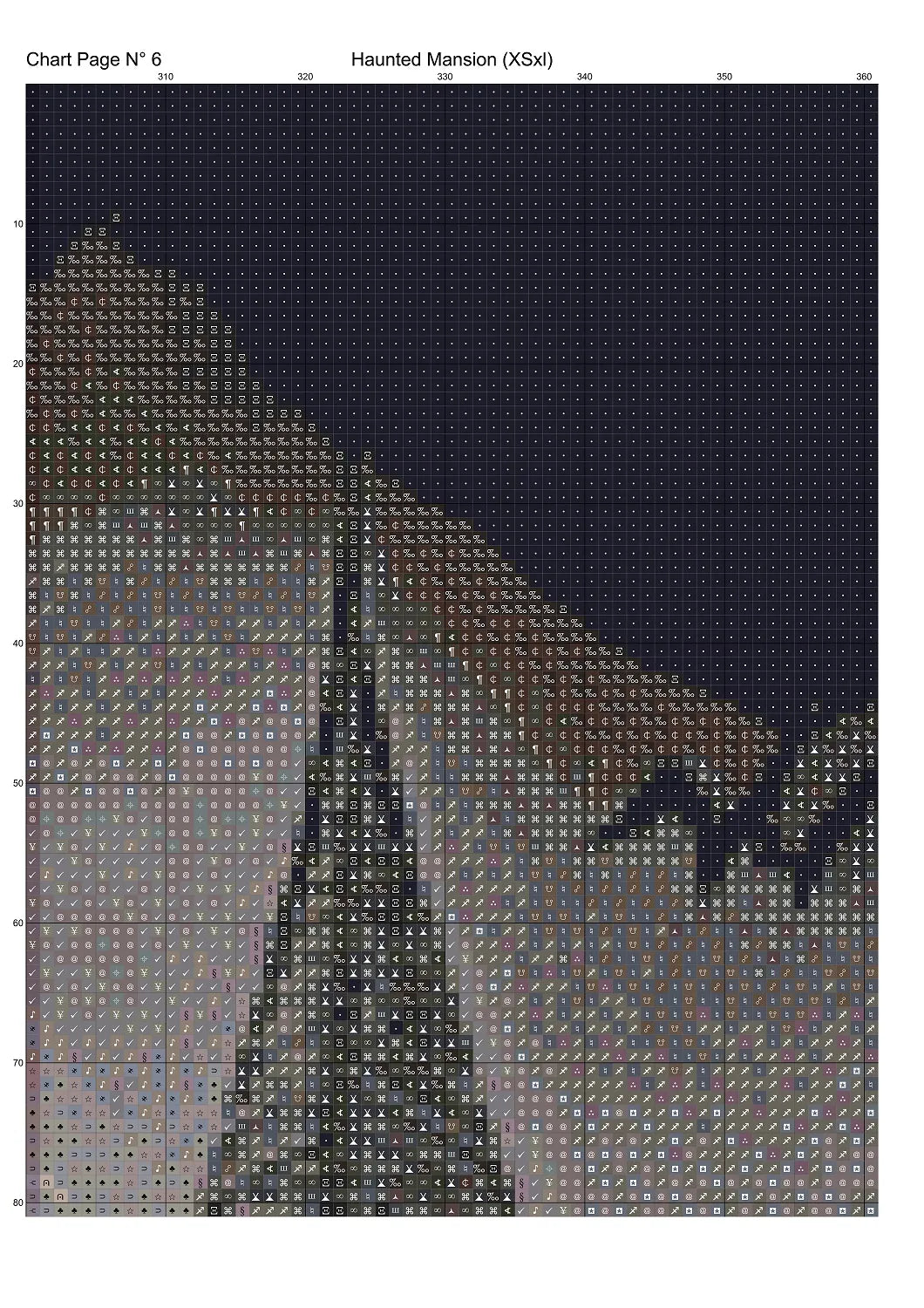 Haunted Mansion cross stitch pattern is a spooky design and is expertly created from art by Hansuan Fabregas under Public Domain CC0 license
