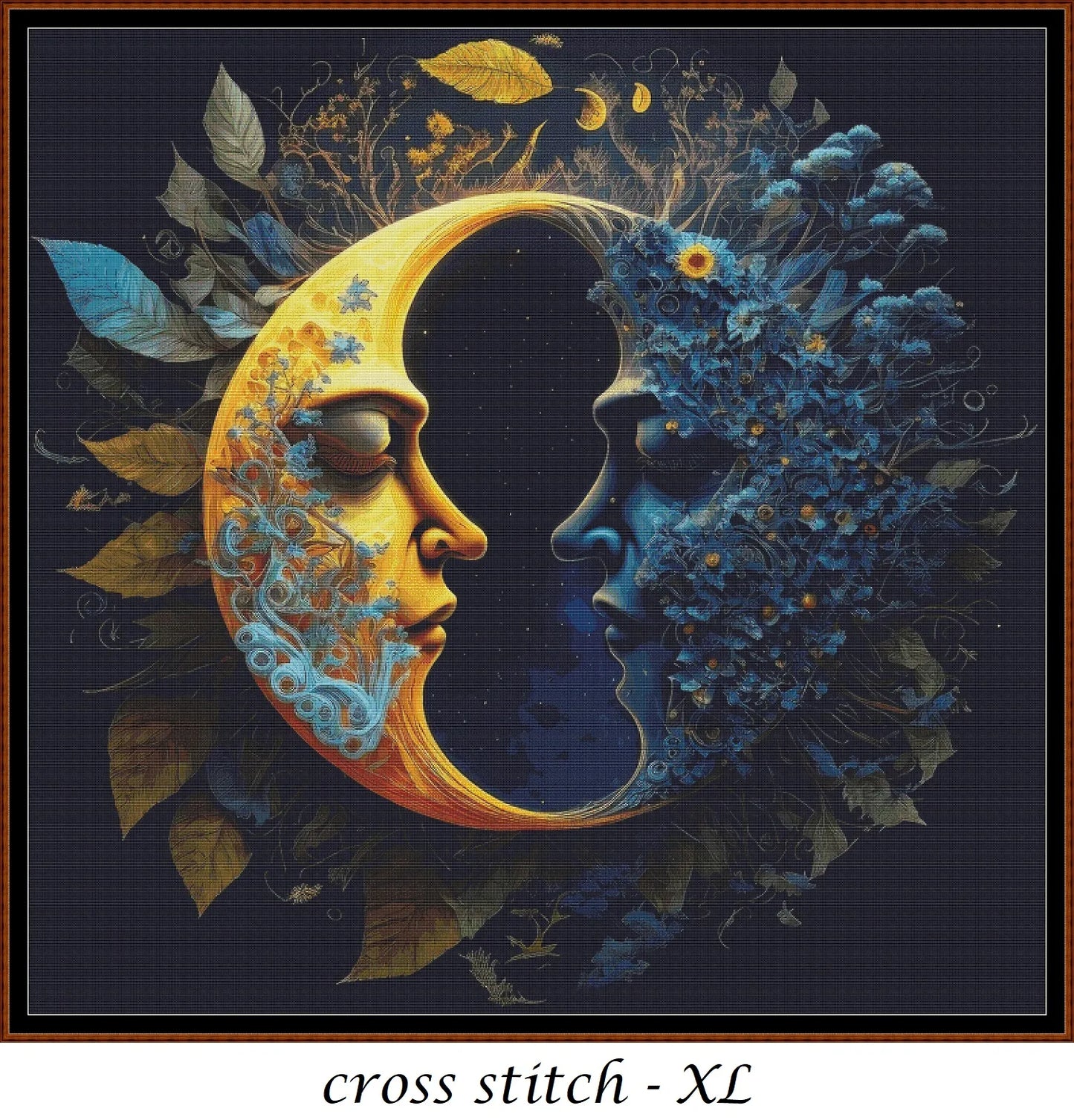 Two Halves Make A Whole cross stitch patterns are a sun and moon design expertly created from art by Gismi under Public Domain CC0 license