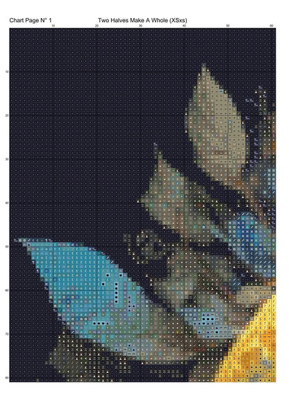 Two Halves Make A Whole cross stitch patterns are a sun and moon design expertly created from art by Gismi under Public Domain CC0 license