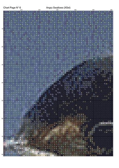Angry Swallows cross stitch pattern is a garden bird design and is expertly created from art by sharkolot under Public Domain CC0 license