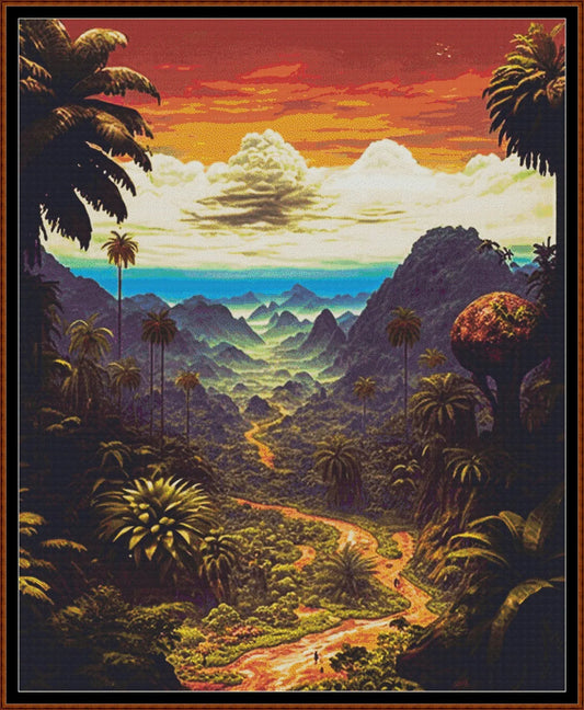 The Valley patterns are expertly created from art by Alan Frijins The Valley is a fantasy scene pattern that comes as a full coverage pattern with no back-stitching. Additionally, The Valley is available in 3 different design sizes - cross stitch small, regular & XL Each sale includes both B&W and colour charts