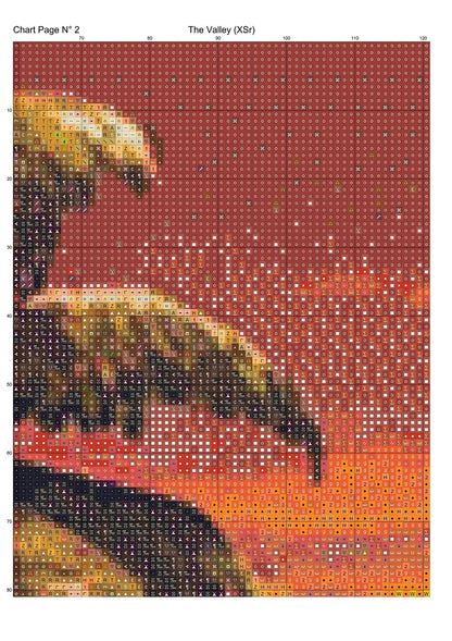 The Valley patterns are expertly created from art by Alan Frijins The Valley is a fantasy scene pattern that comes as a full coverage pattern with no back-stitching. Additionally, The Valley is available in 3 different design sizes - cross stitch small, regular & XL Each sale includes both B&W and colour charts