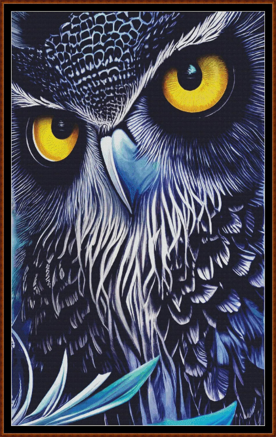 Face Of The Owl patterns are expertly created from art by Art Dreams under Public Domain CC0 license Face Of The Owl is a fantasy bird pattern that comes as a full coverage pattern with no back-stitching. Additionally, Face Of The Owl is available in 3 different design sizes - cross stitch small, regular & XL Each sale includes both B&W and colour charts