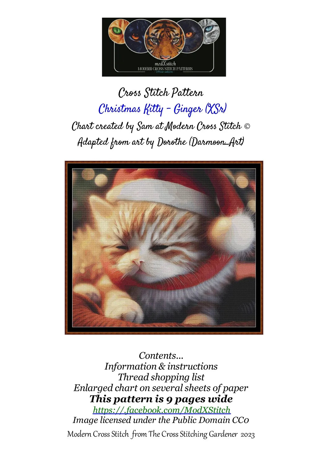 Christmas Kitty - Ginger patterns are expertly created from art by Dorothe (Darkmoon_Art) under Public Domain CC0 license Christmas Kitty - Ginger is a cute seasonal cat pattern
