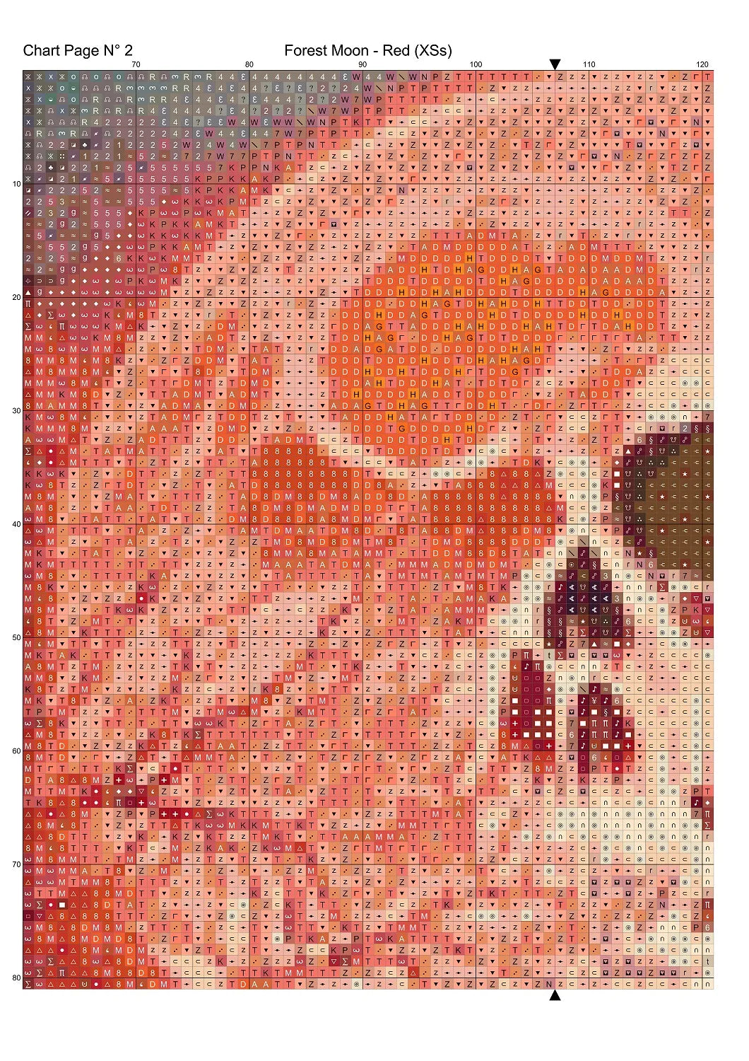 Forest Moon - Red patterns are expertly created from art by Marcia Figg (warlikeone) under Public Domain CC0 license Forest Moon - Red is a fantasy death pattern that comes as a full coverage pattern with no back-stitching.