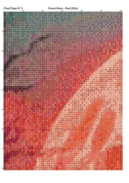 Forest Moon - Red patterns are expertly created from art by Marcia Figg (warlikeone) under Public Domain CC0 license Forest Moon - Red is a fantasy death pattern that comes as a full coverage pattern with no back-stitching.