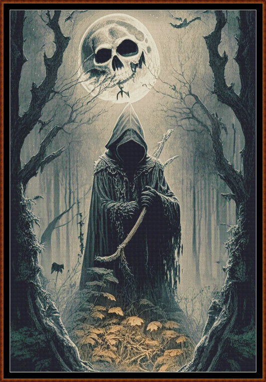 Forest Moon - White patterns are expertly created from art by Marcia Figg (warlikeone) under Public Domain CC0 license Forest Moon - White is a fantasy death pattern that comes as a full coverage pattern with no back-stitching.