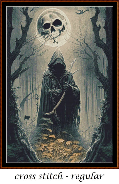 Forest Moon - White patterns are expertly created from art by Marcia Figg (warlikeone) under Public Domain CC0 license Forest Moon - White is a fantasy death pattern that comes as a full coverage pattern with no back-stitching.