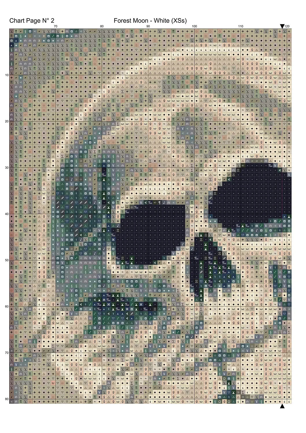 Forest Moon - White patterns are expertly created from art by Marcia Figg (warlikeone) under Public Domain CC0 license Forest Moon - White is a fantasy death pattern that comes as a full coverage pattern with no back-stitching.