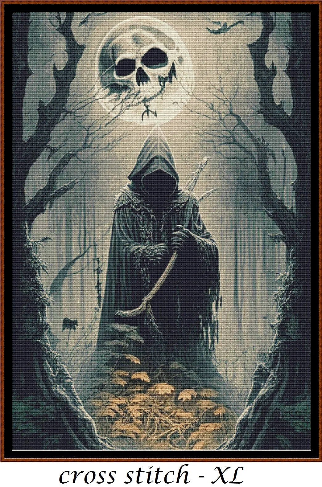 Forest Moon - White patterns are expertly created from art by Marcia Figg (warlikeone) under Public Domain CC0 license Forest Moon - White is a fantasy death pattern that comes as a full coverage pattern with no back-stitching.