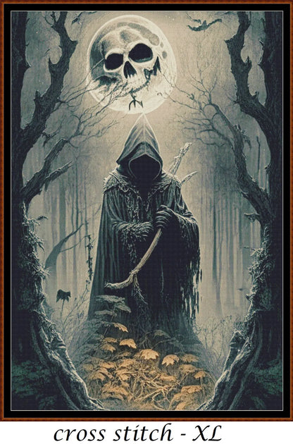 Forest Moon - White patterns are expertly created from art by Marcia Figg (warlikeone) under Public Domain CC0 license Forest Moon - White is a fantasy death pattern that comes as a full coverage pattern with no back-stitching.