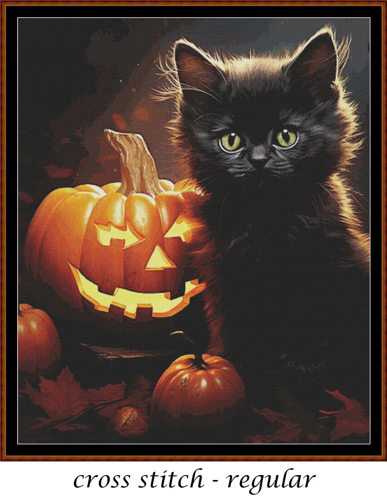 Halloween Kitty - Black patterns are expertly created from art by DC Williams under Public Domain CC0 license Halloween Kitty - Black is a cute seasonal cat pattern