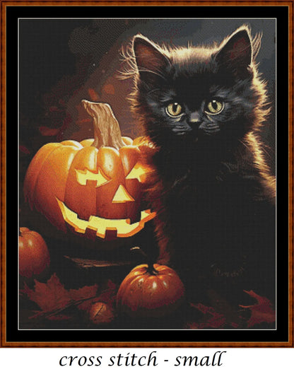 Halloween Kitty - Black patterns are expertly created from art by DC Williams under Public Domain CC0 license Halloween Kitty - Black is a cute seasonal cat pattern
