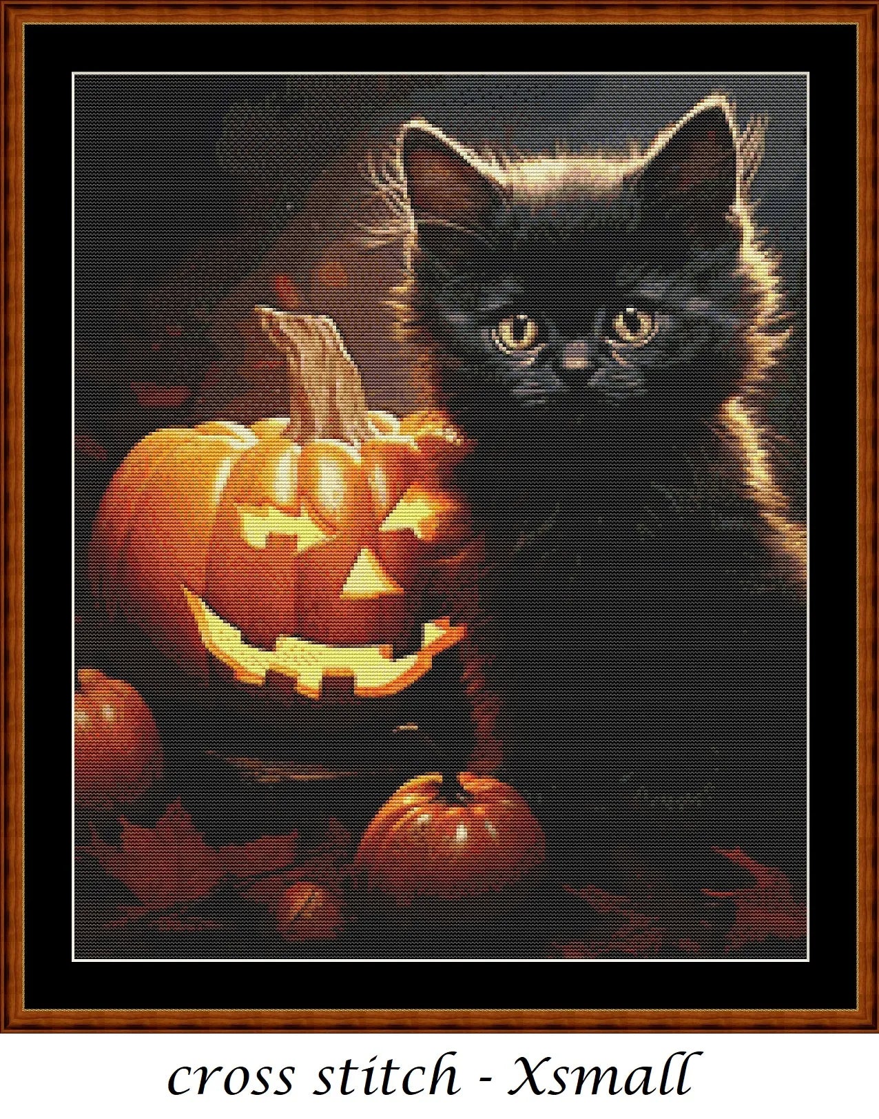 Halloween Kitty - Black patterns are expertly created from art by DC Williams under Public Domain CC0 license Halloween Kitty - Black is a cute seasonal cat pattern