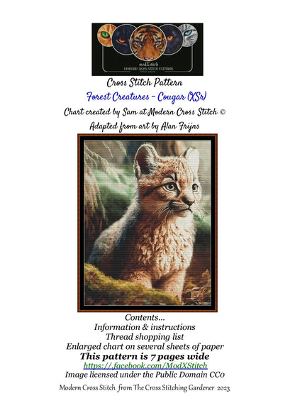 Forest Creatures - Cougarpatterns are expertly created from art by Alan Frijins under Public Domain CC0 license